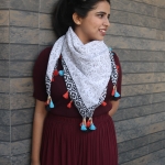 Red and Blue Tassel Scarf