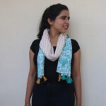 Printed Sea Green Tassel Scarf