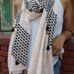 Black and Yellow Block Printed Cotton Scarf