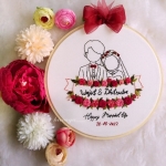 Couple Outlined Embroidery Hoopart