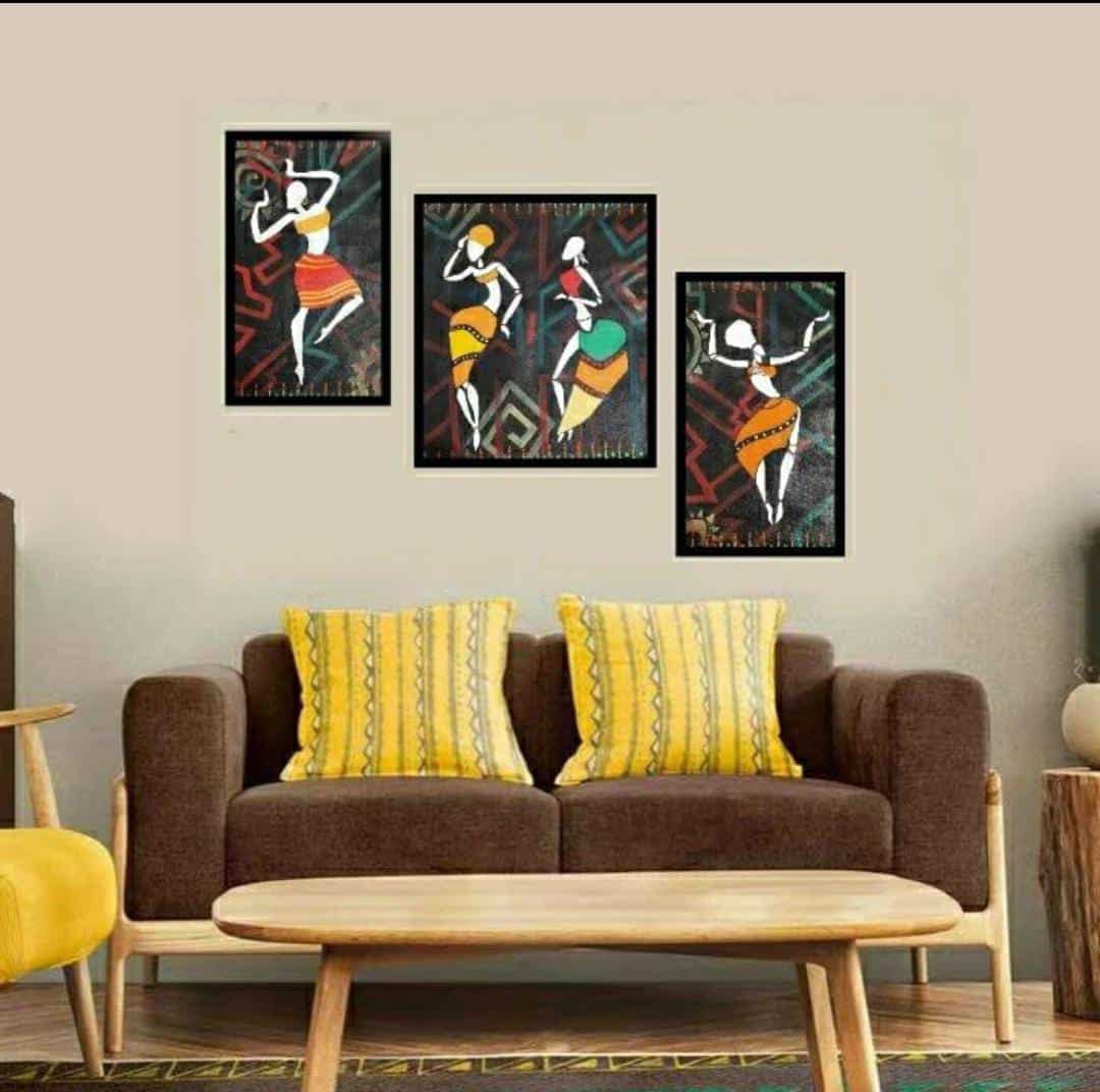 Hand painted wall painting set of 3 without frame ..