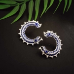 Half crescent navy blue earrings