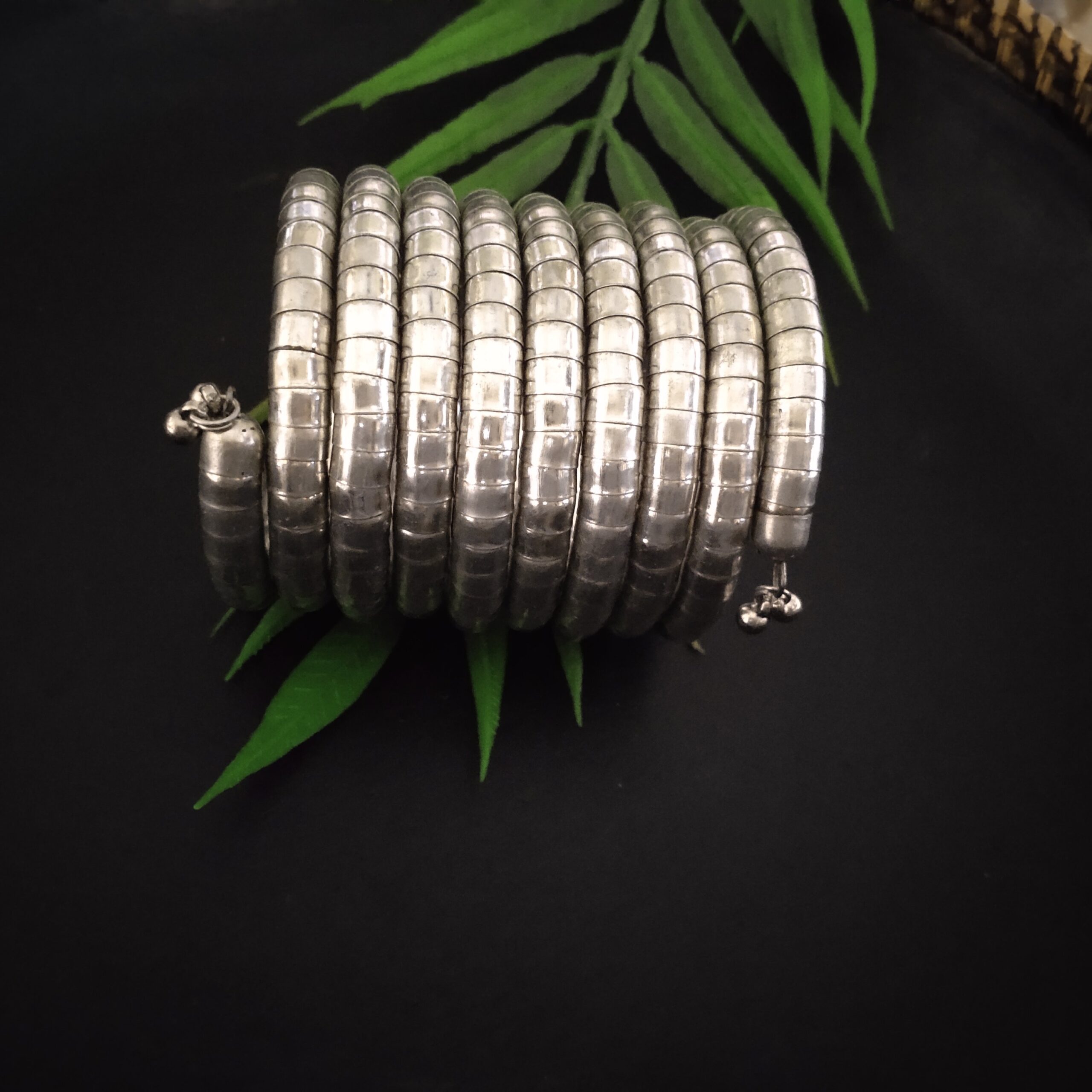 Spiral silver tribal bracelet -B