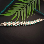 White and teal choker
