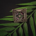 Square handpainted ring -3