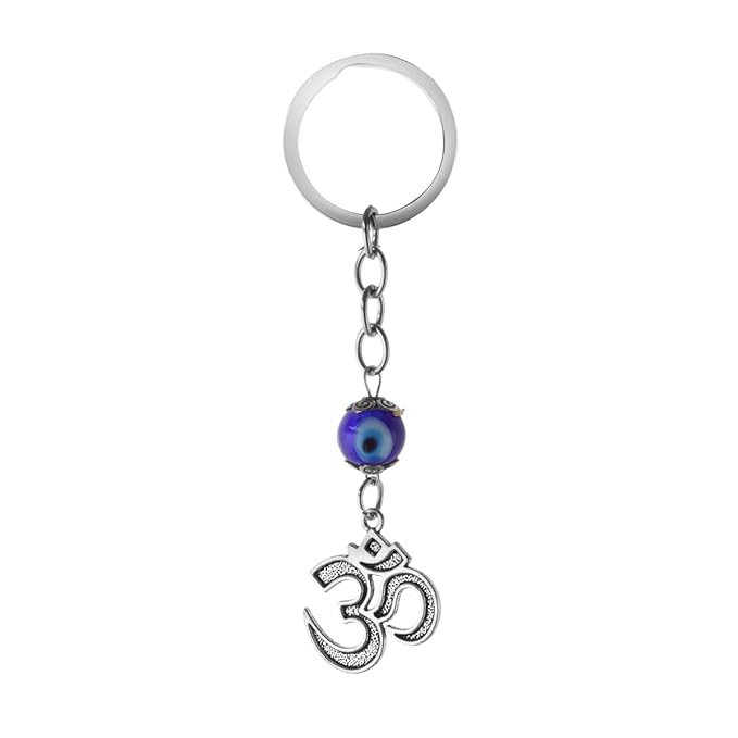 Evil Eye Keychain: Silver Naal Feng Shui Protection Keyring