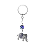 Elephant & Blue Evil Eye Keychain