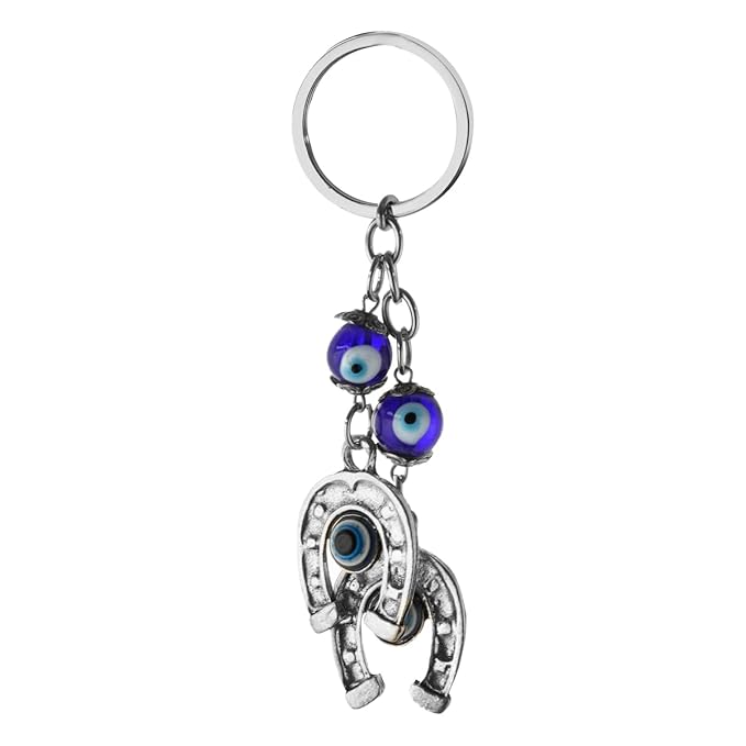 Evil Eye Keychain: Silver Naal Feng Shui Protection Keyring