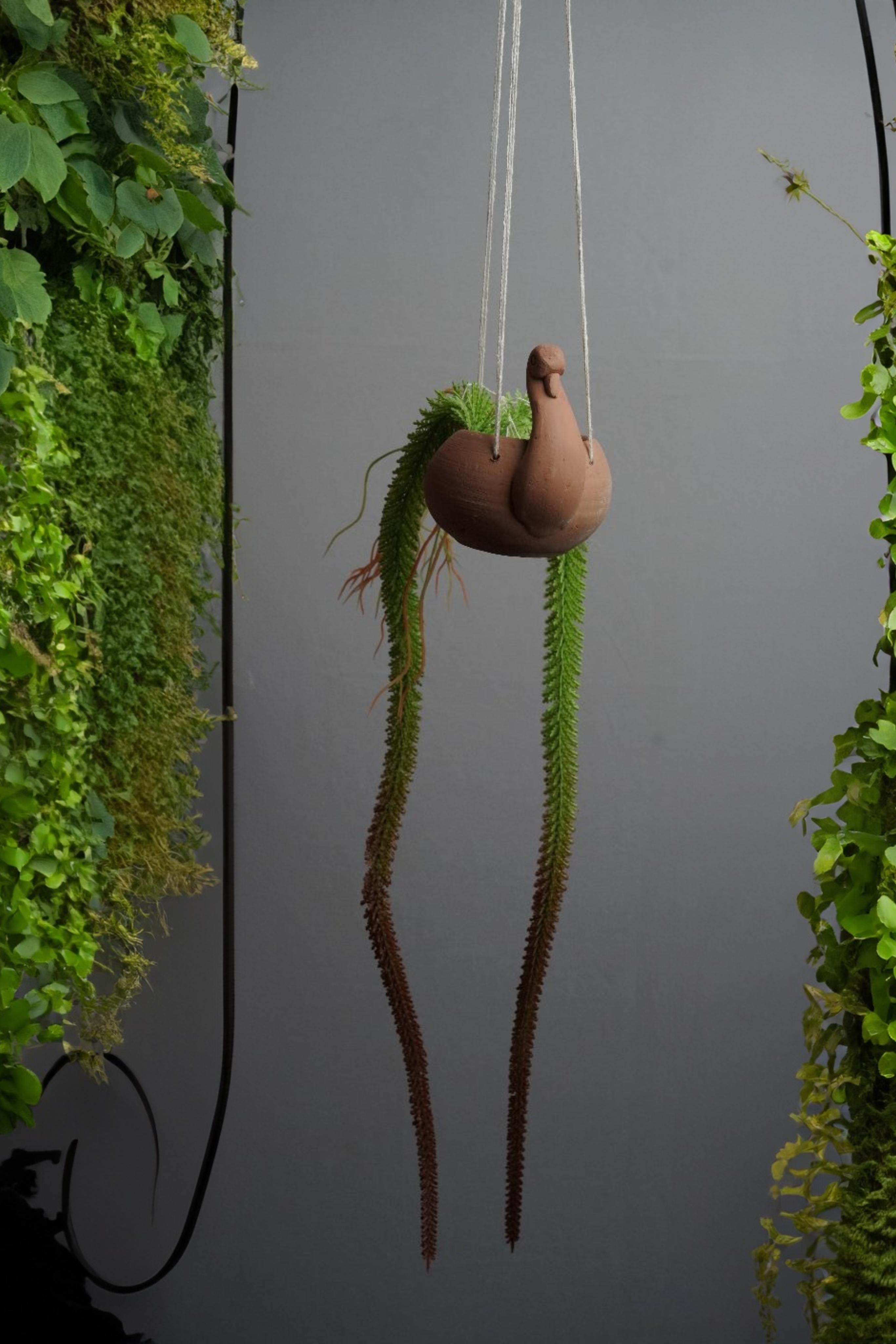 Handmade terracotta hanging planter Peacock