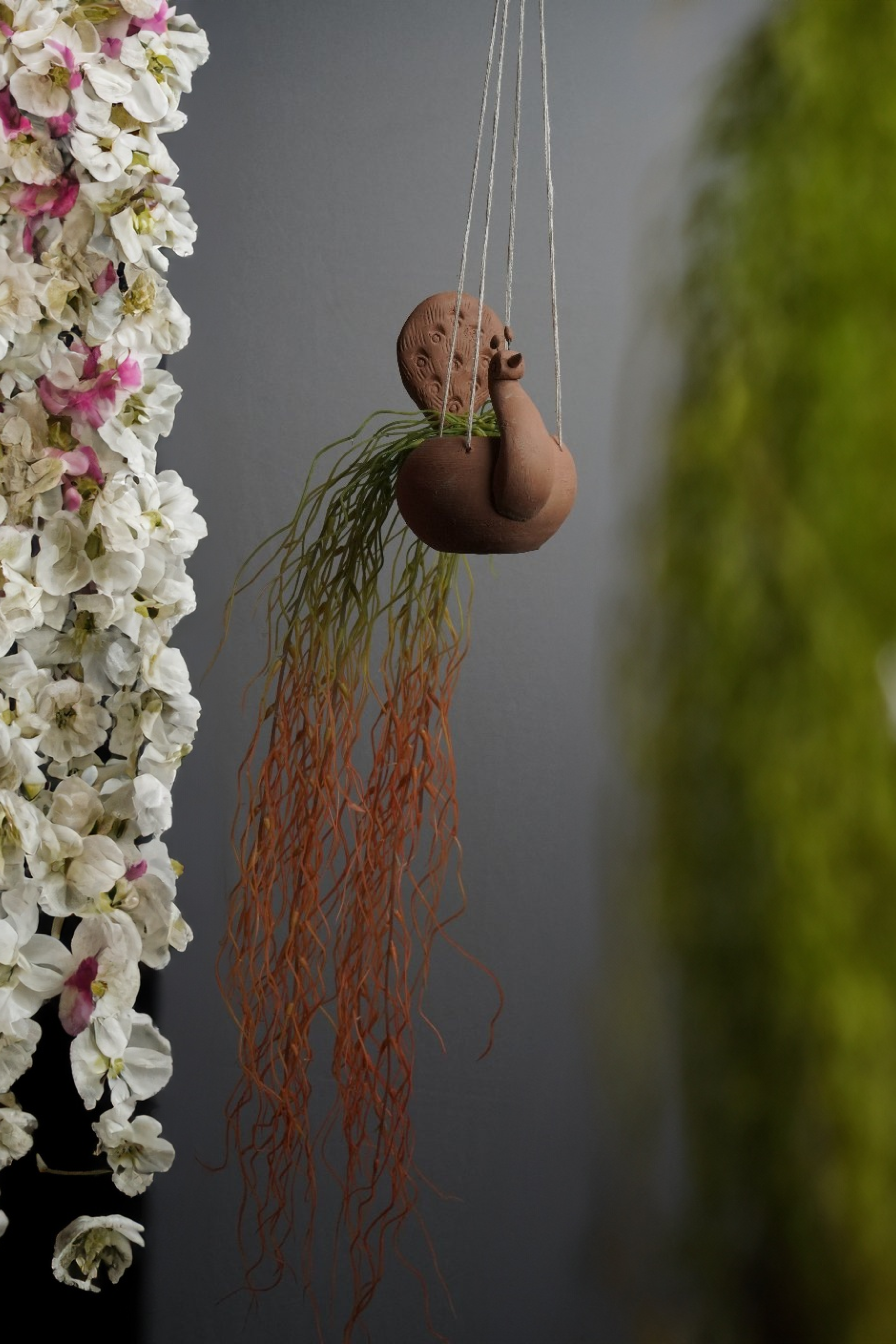 Handmade terracotta hanging planter Elephant