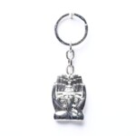 Ganesha Stainless Steel Silver Color Face in Hand with Evil Eye Key Chain