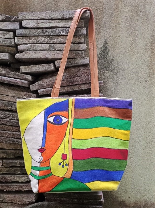 HAND PAINTED CANVAS BAG HPCB-T1-D7