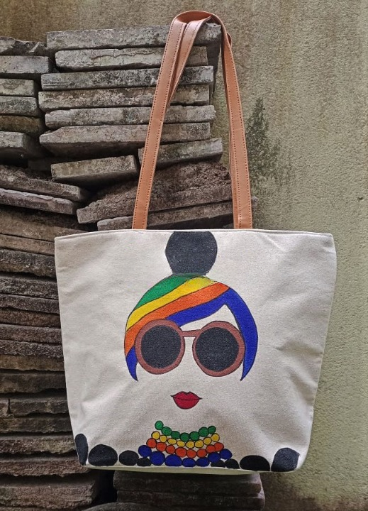 HAND PAINTED CANVAS BAG HPCB-T1-D8