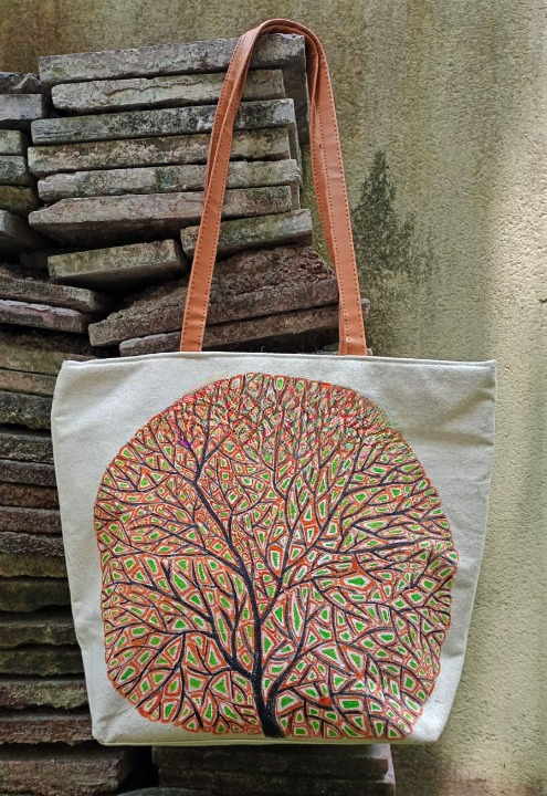 HAND PAINTED CANVAS BAG HPCB-T1-D9