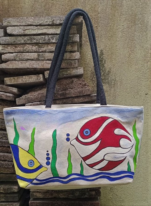 HAND PAINTED CANVAS BAG HPCB-T2-D5
