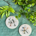 Botanical Initial Letter Resin Coasters