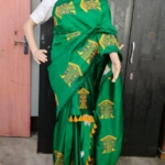 Bottle Green Embroidery Mekhela Chador