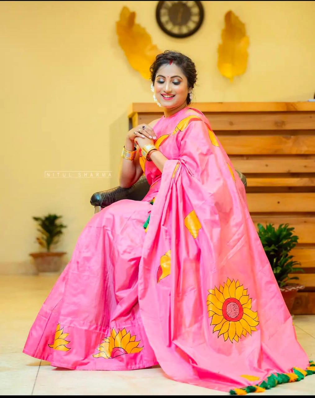 Pink Mekhela Saree