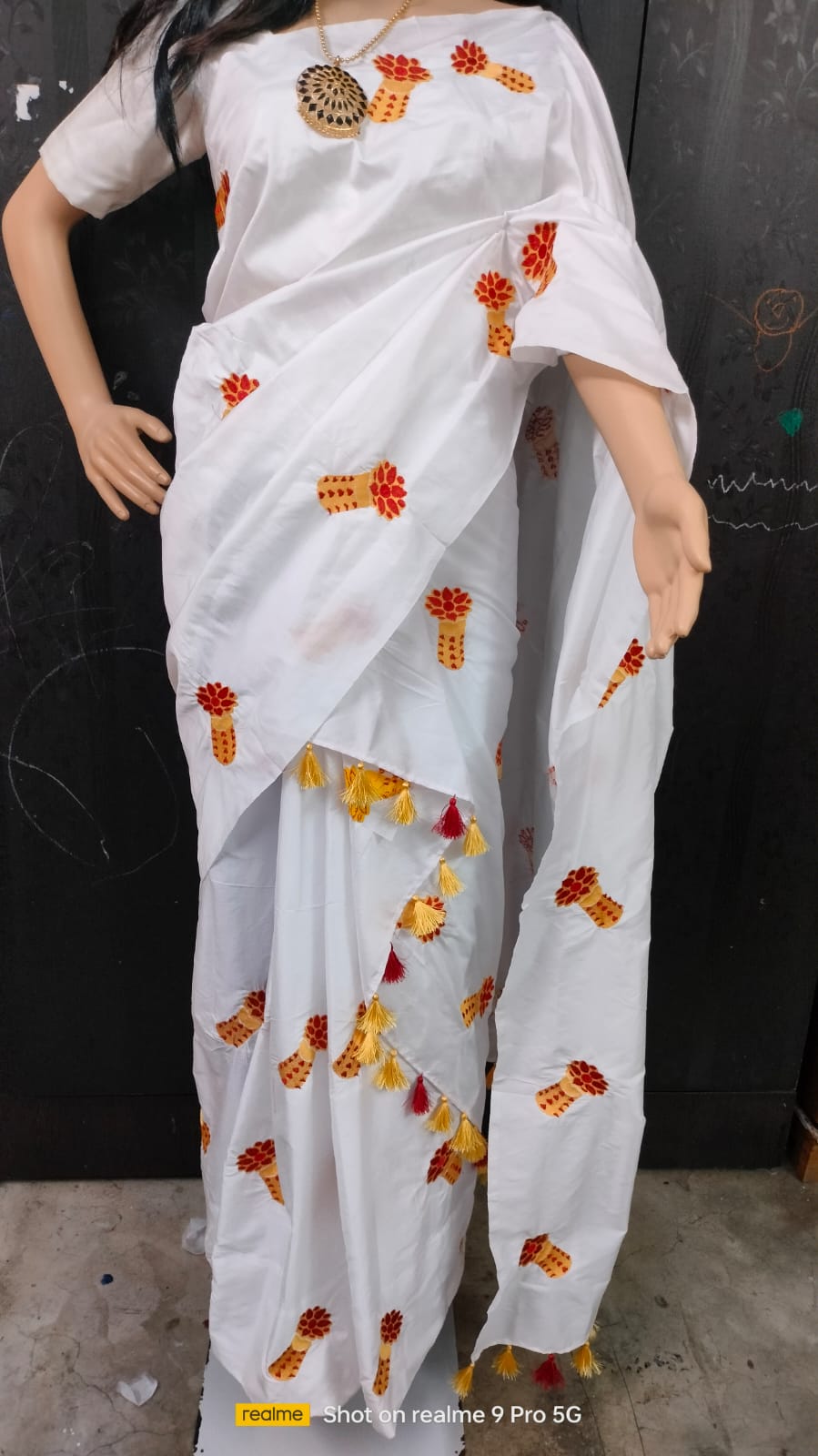 White Embroidery Saree