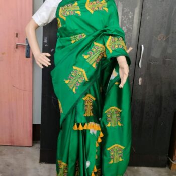 Bottle Green Embroidery Saree