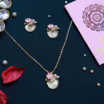 Pink Flower Pendant Set