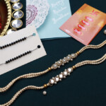 Classic Kundan and Pearl Rakhi and Nazariya Dhaaga Combo – Set of 4