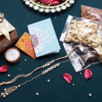 Round Kundan Rakhi and Lumba / Sister Rakhi (White) Hamper / Gift