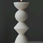 RIBBED GEOMETRIC SCULPTURAL PILLAR CANDLE