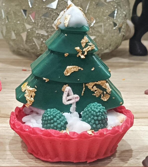 Tart Christmas Tree Dessert Candle