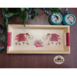 WOODEN TRAY HAND-PAINTED : Elephant