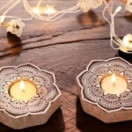 WOODEN BLOCK TEA LIGHT HOLDER (SET OF TWO ) : Round