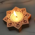 WOODEN BLOCK TEA LIGHT HOLDER ( SINGLE PIECE )